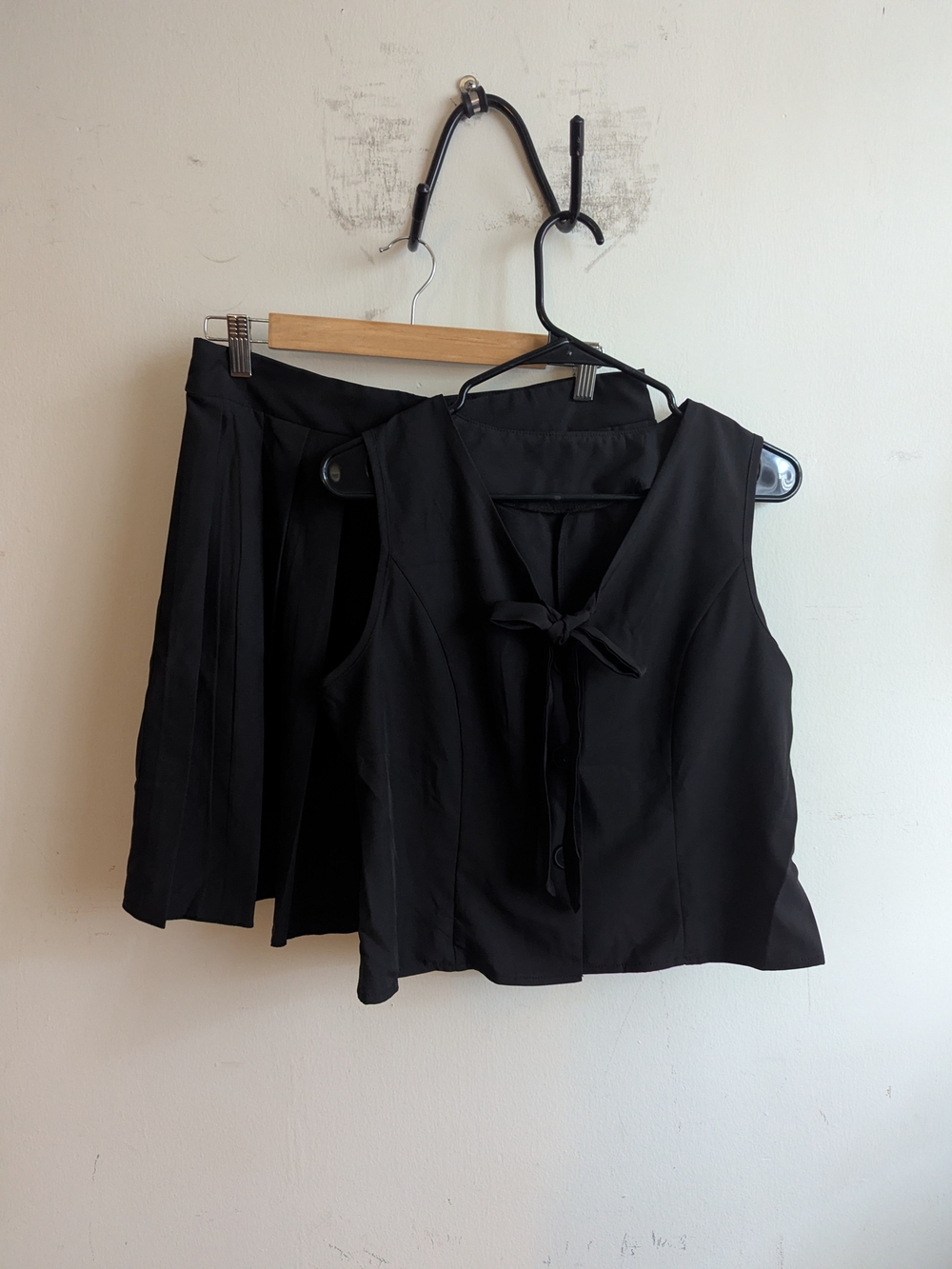 SHEIN Black Tie-Front Top and Skort Set